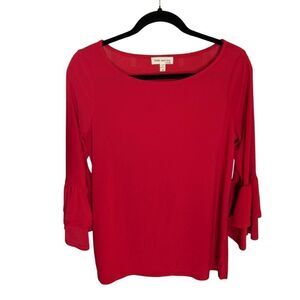 Faith & Joy Red Long Flute Bell Sleeve Top M